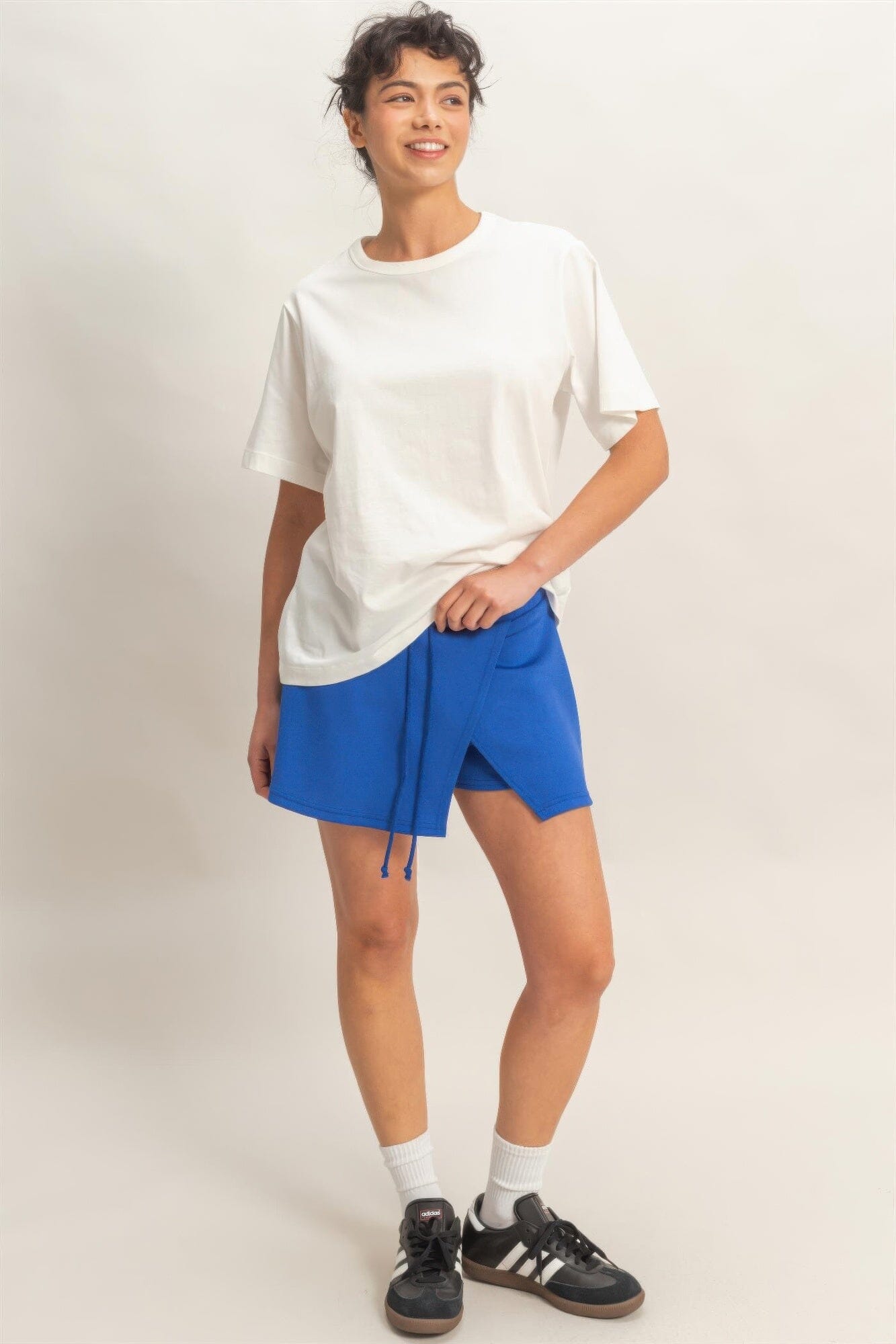 Women Wrap Front Elastic Waist Skort skort jehouze Cobalt S 