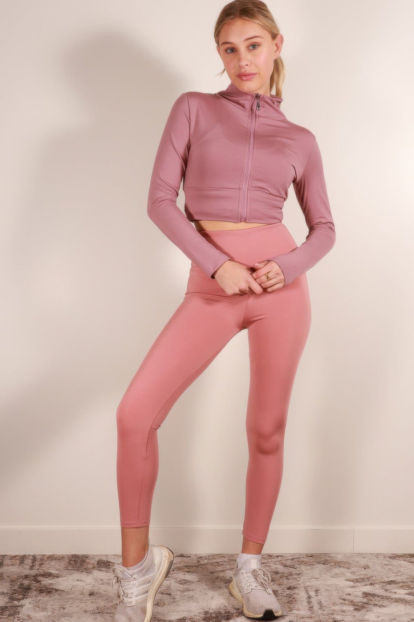 Women Zip Up Sports Crop Jacket Outerwear jehouze Rose Wine S 