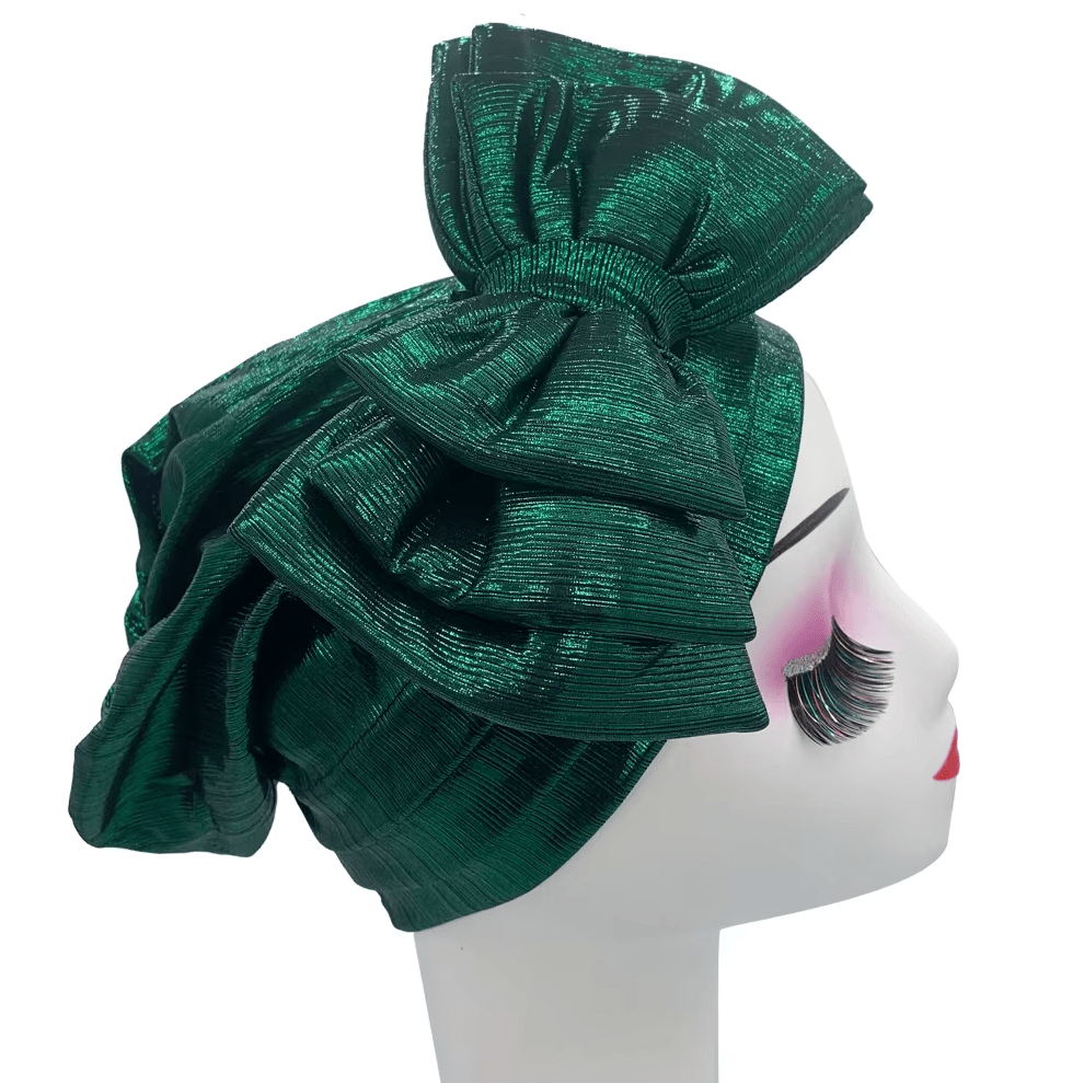 Women's African Bow Knotted Turban Head Wrap Hat jehouze Green 