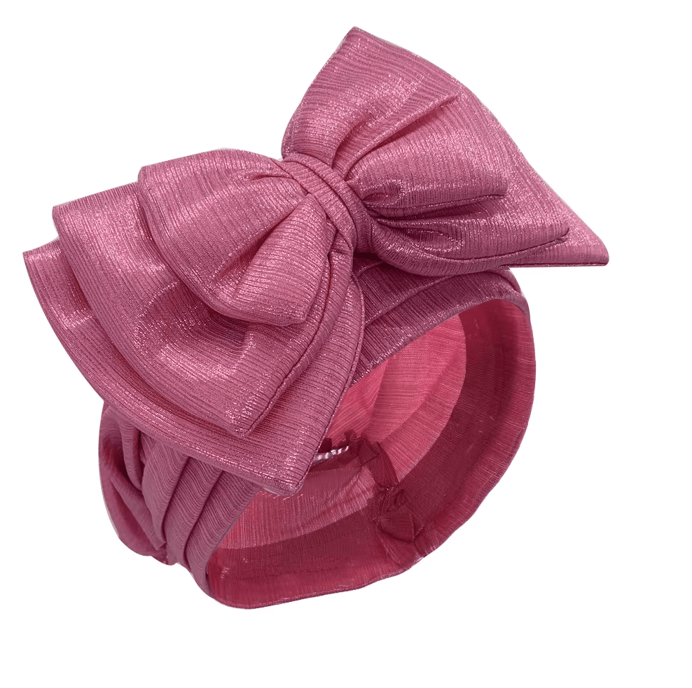 Women's African Bow Knotted Turban Head Wrap Hat jehouze Pink 