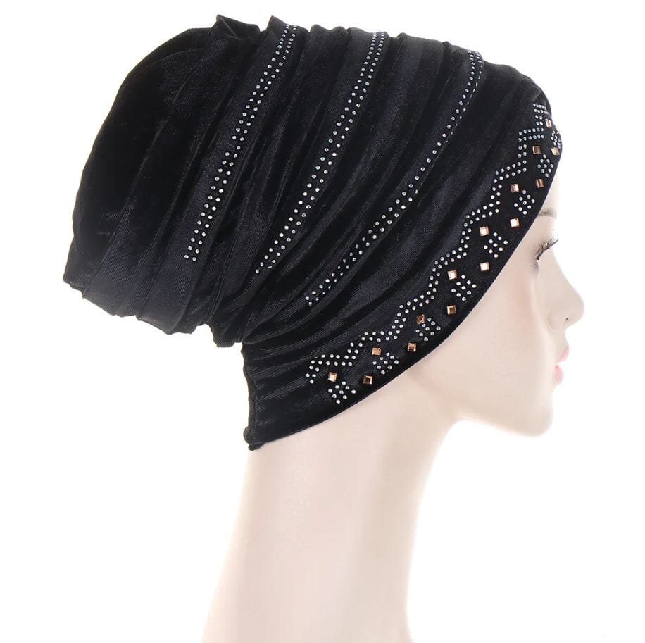 Women's African Turban Glitter Soft Velvet Head Wrap Hat jehouze 