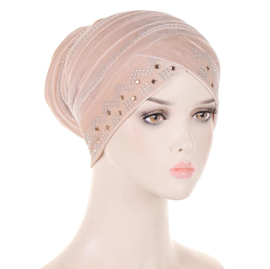 Women's African Turban Glitter Soft Velvet Head Wrap Hat jehouze 
