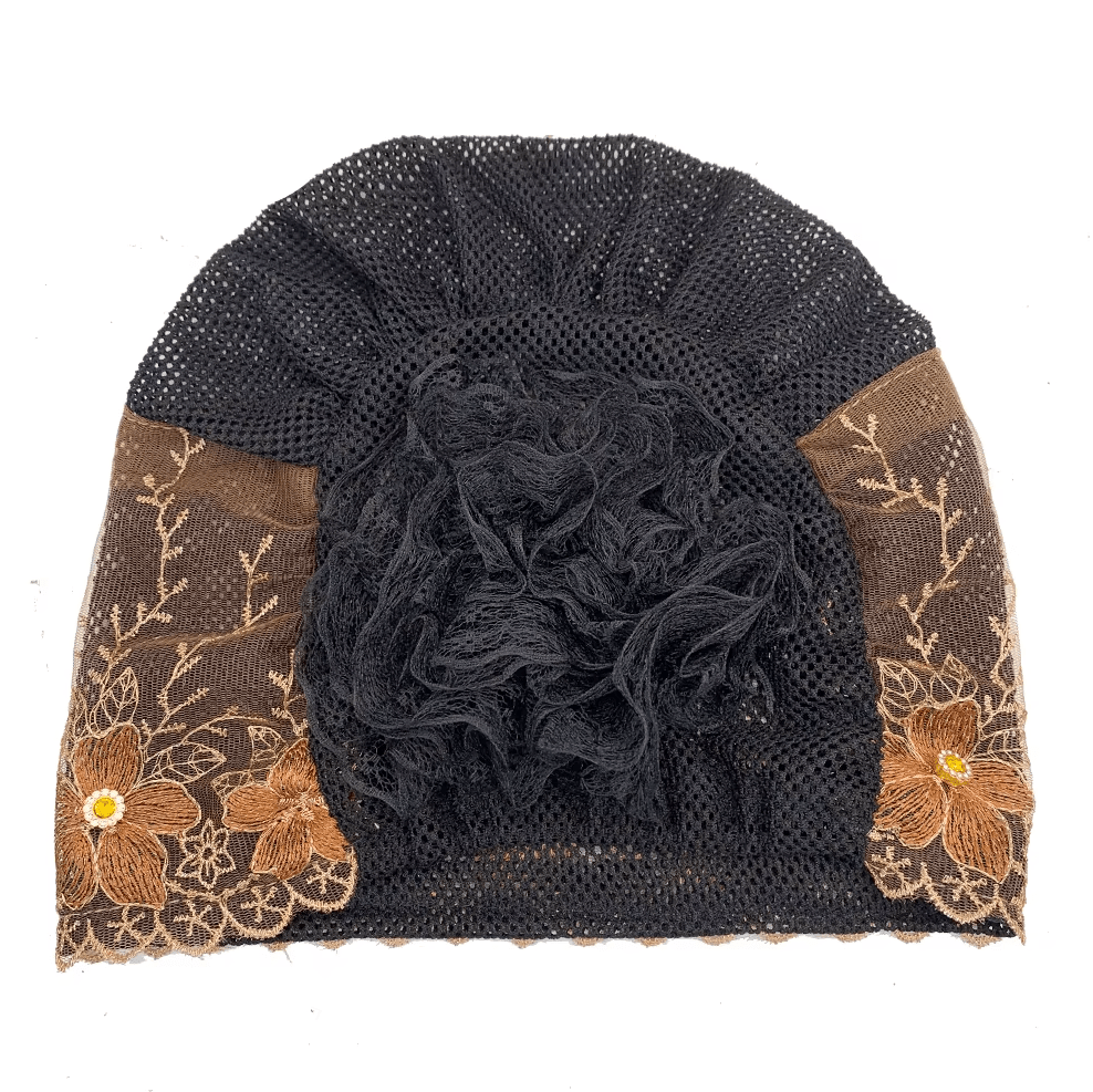 Women's Floral Embroidered Turban Muslim Lady Head Wrap African Cap Hat jehouze 
