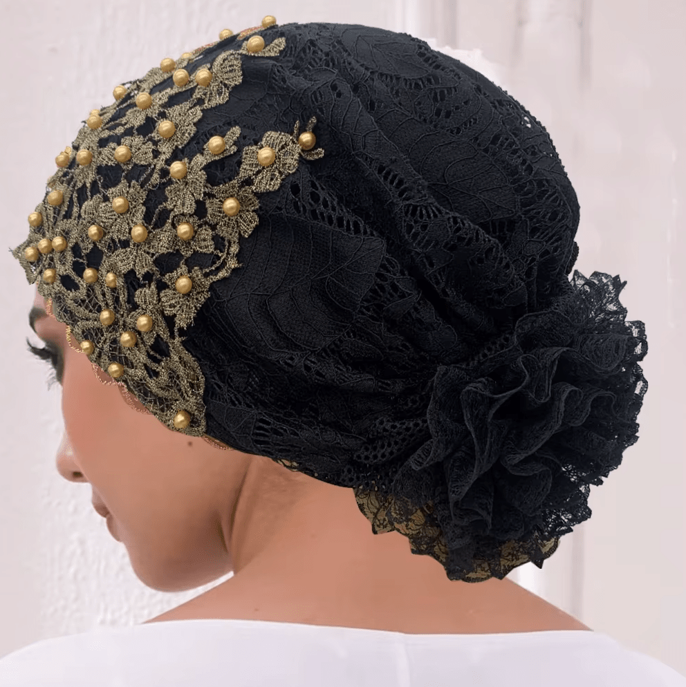 Women's Floral Embroidered Turban Muslim Lady Head Wrap African Cap Hat jehouze 