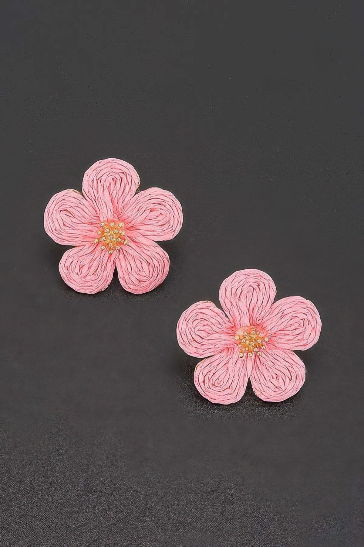 Woven Flower Stud Earrings Apparel & Accessories > Jewelry > Earrings jehouze Pink 