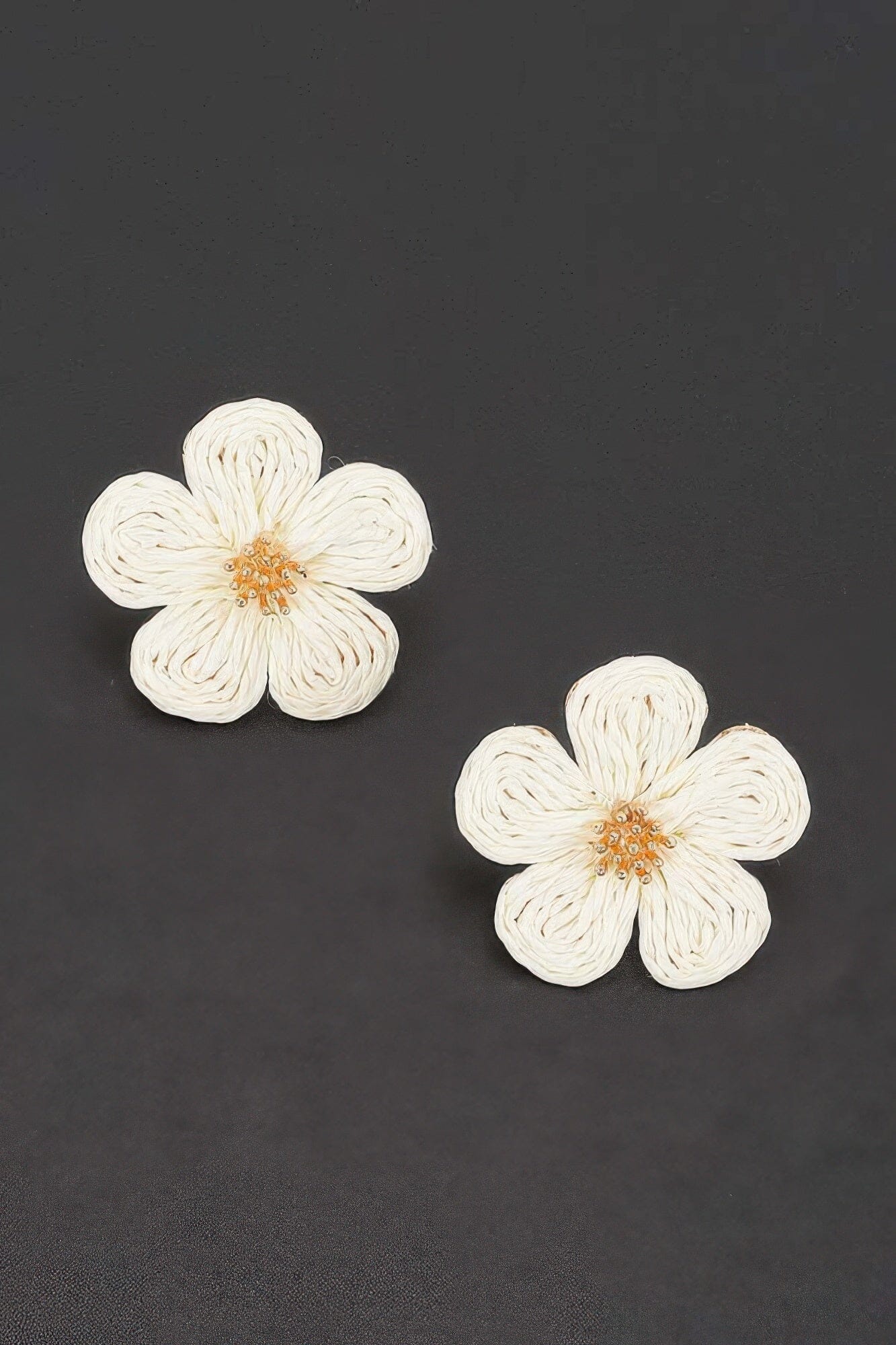 Woven Flower Stud Earrings Apparel & Accessories > Jewelry > Earrings jehouze White 