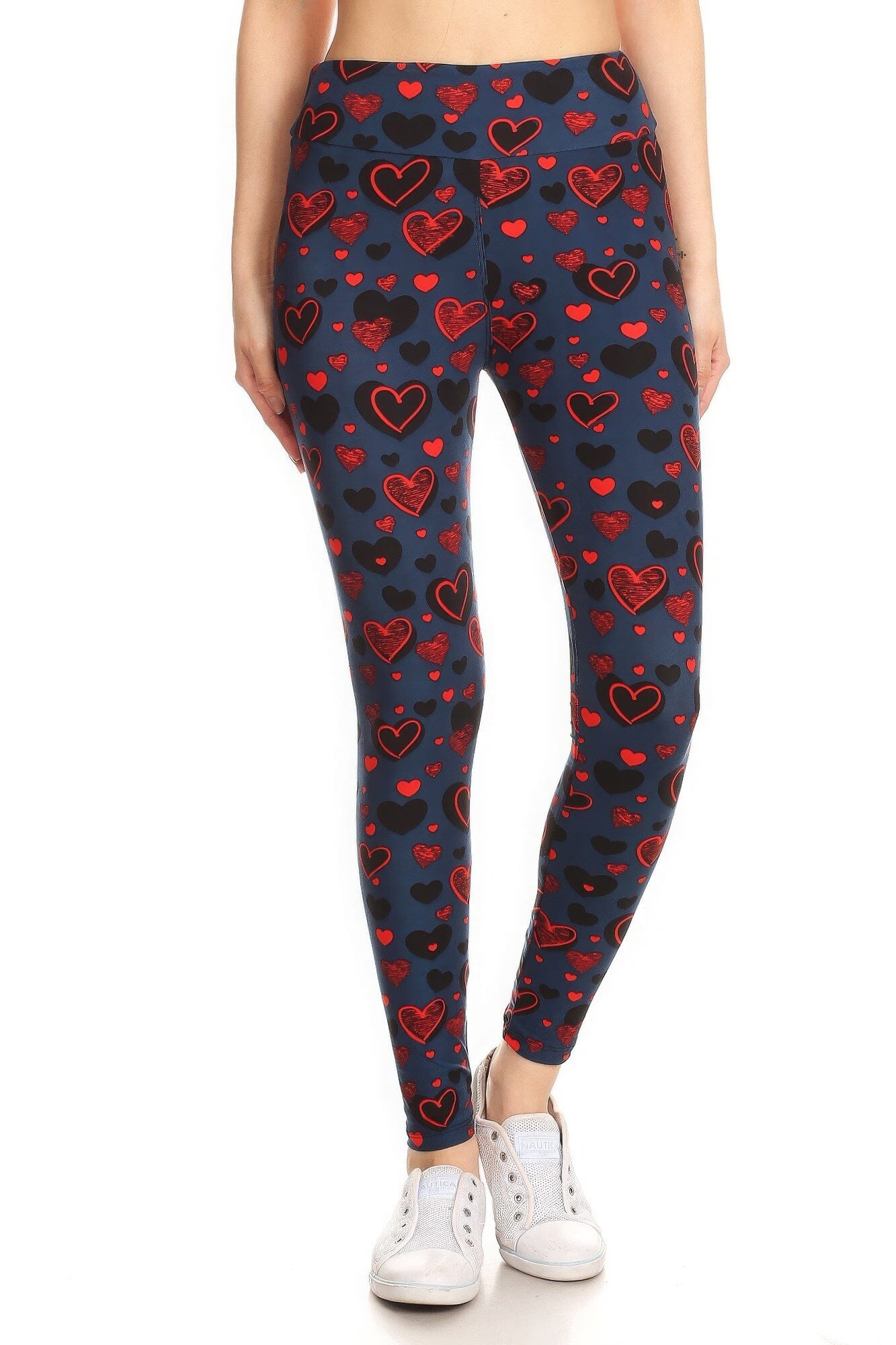 Yoga Style Banded Lined Heart Print In A Slim Fitting Style With A Banded High Waist Full Length Leggings Pants jehouze 