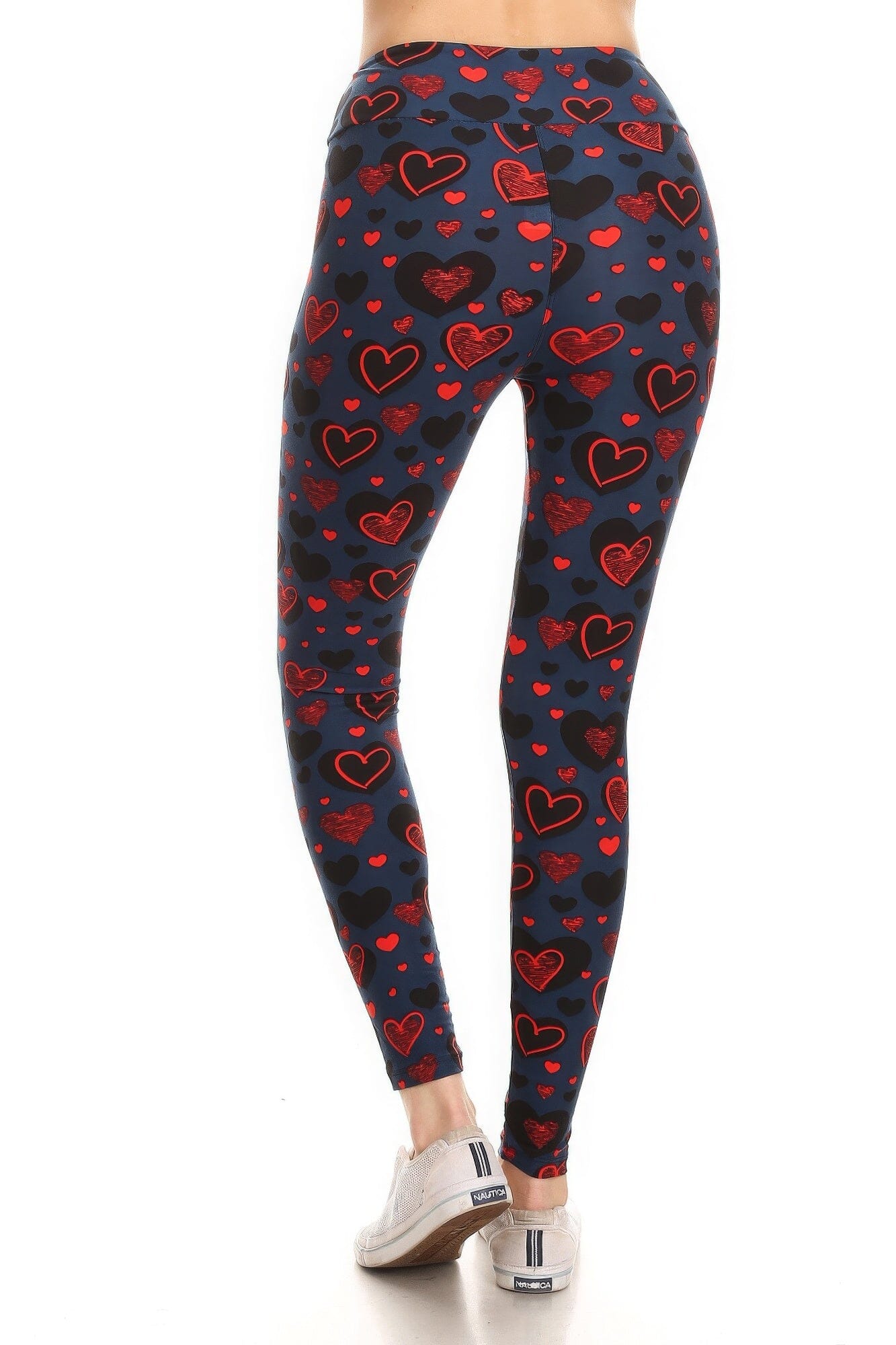 Yoga Style Banded Lined Heart Print In A Slim Fitting Style With A Banded High Waist Full Length Leggings Pants jehouze 
