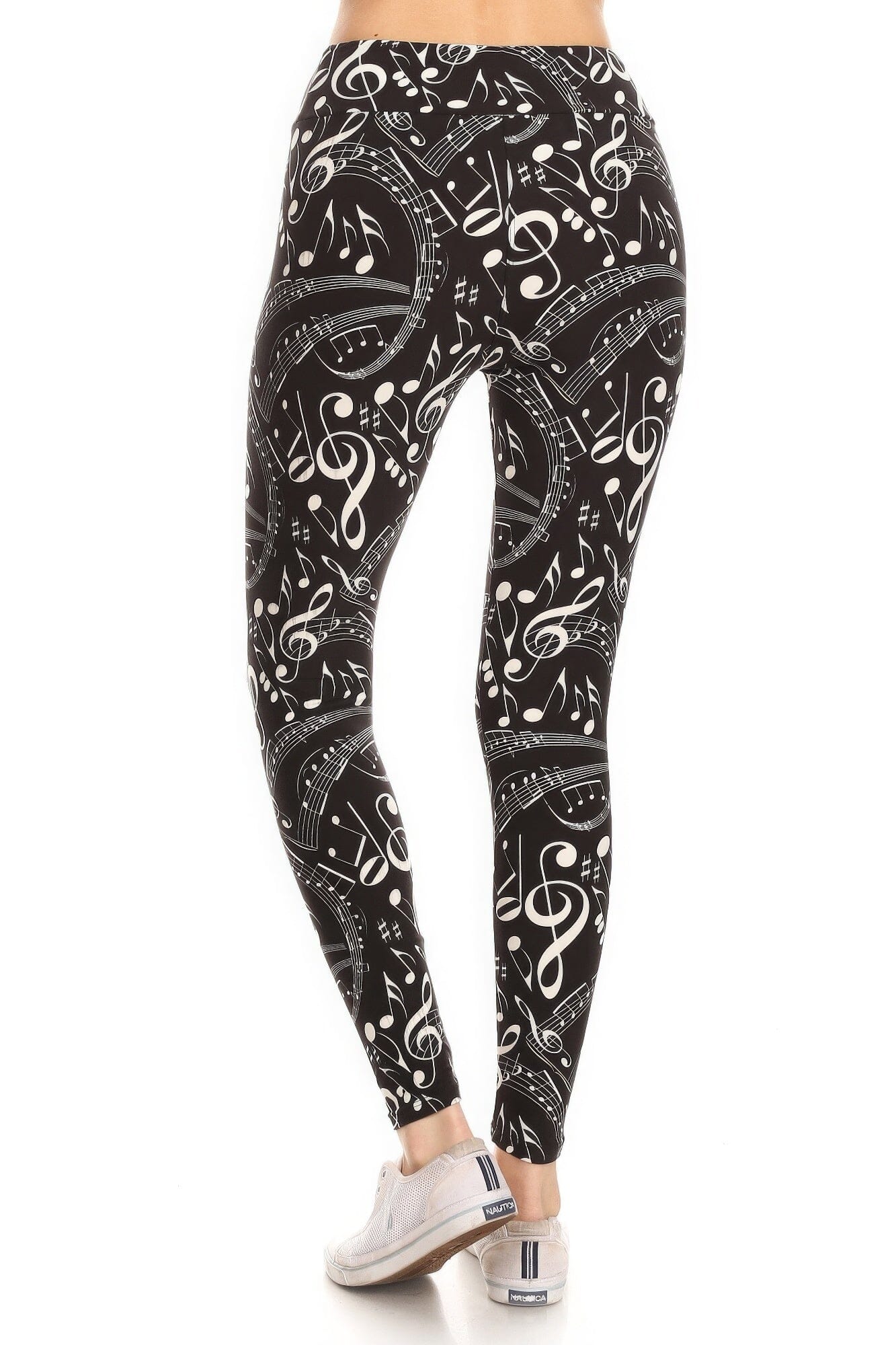Yoga Style Banded Lined Music Note Print In A Slim Fitting Style With A Banded High Waist Full Length Leggings Pants jehouze 