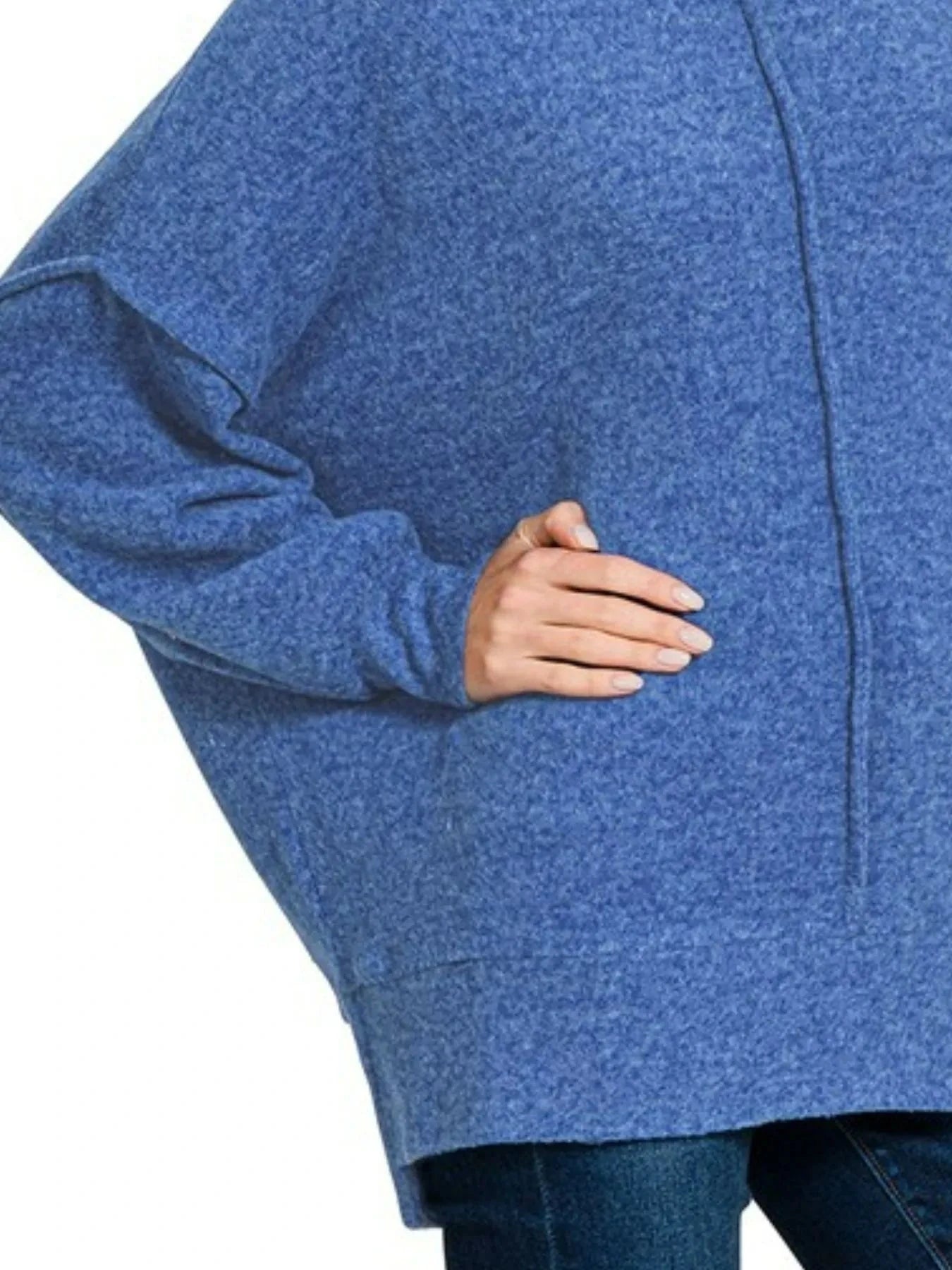 Zenana Brushed Melange Hacci Oversized Sweater jehouze 