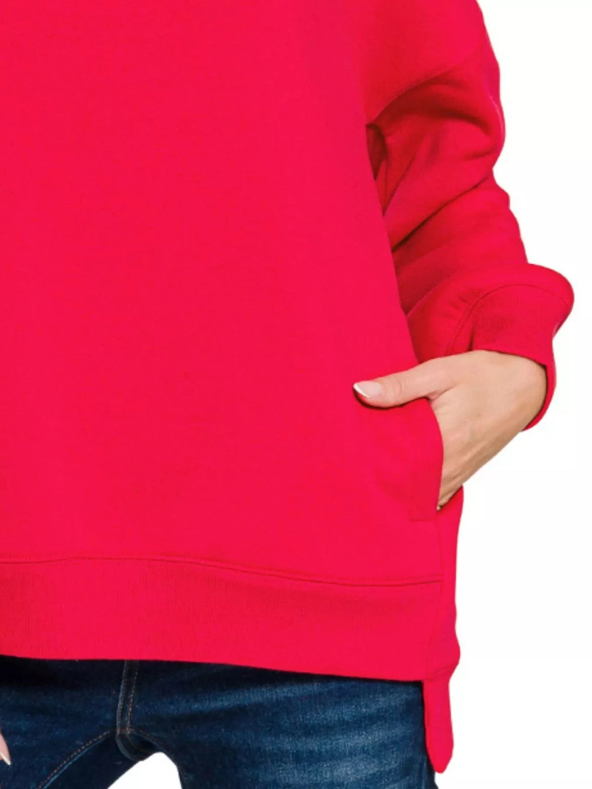 Zenana Fleece Hi-low Boyfriend Sweatshirts with Pockets Outerwear jehouze 