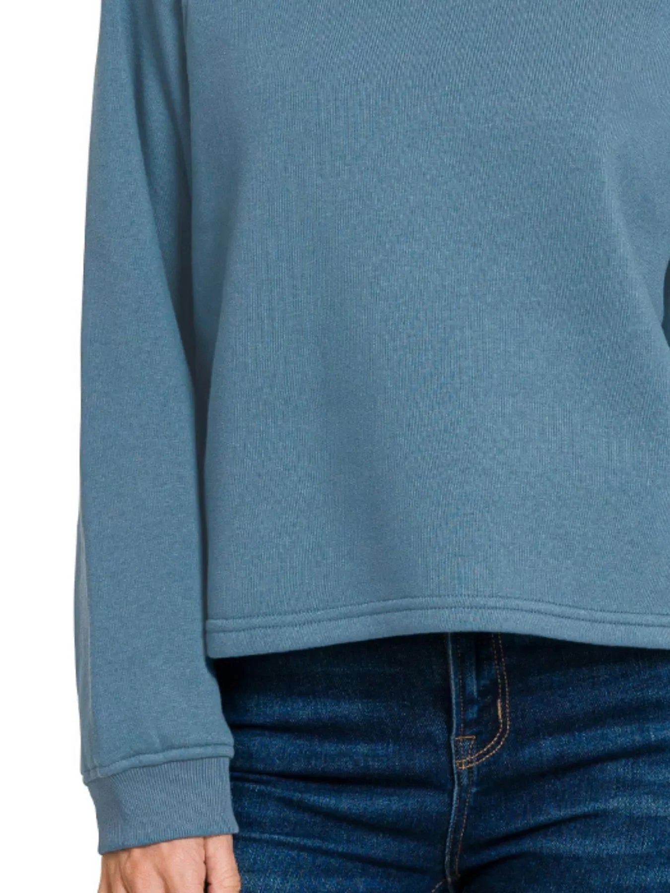 Zenana Fleece Raglan Round-Neck Sweatshirt Shirts & Tops jehouze 