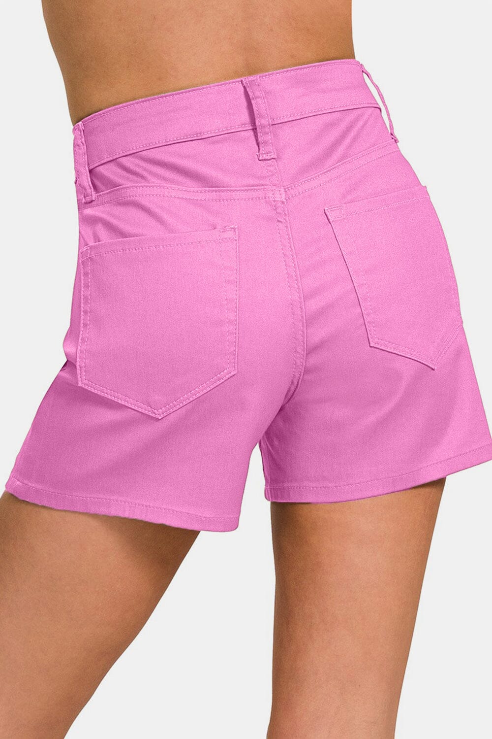 Zenana Mauve Pink High Waist Denim Shorts Shorts jehouze 