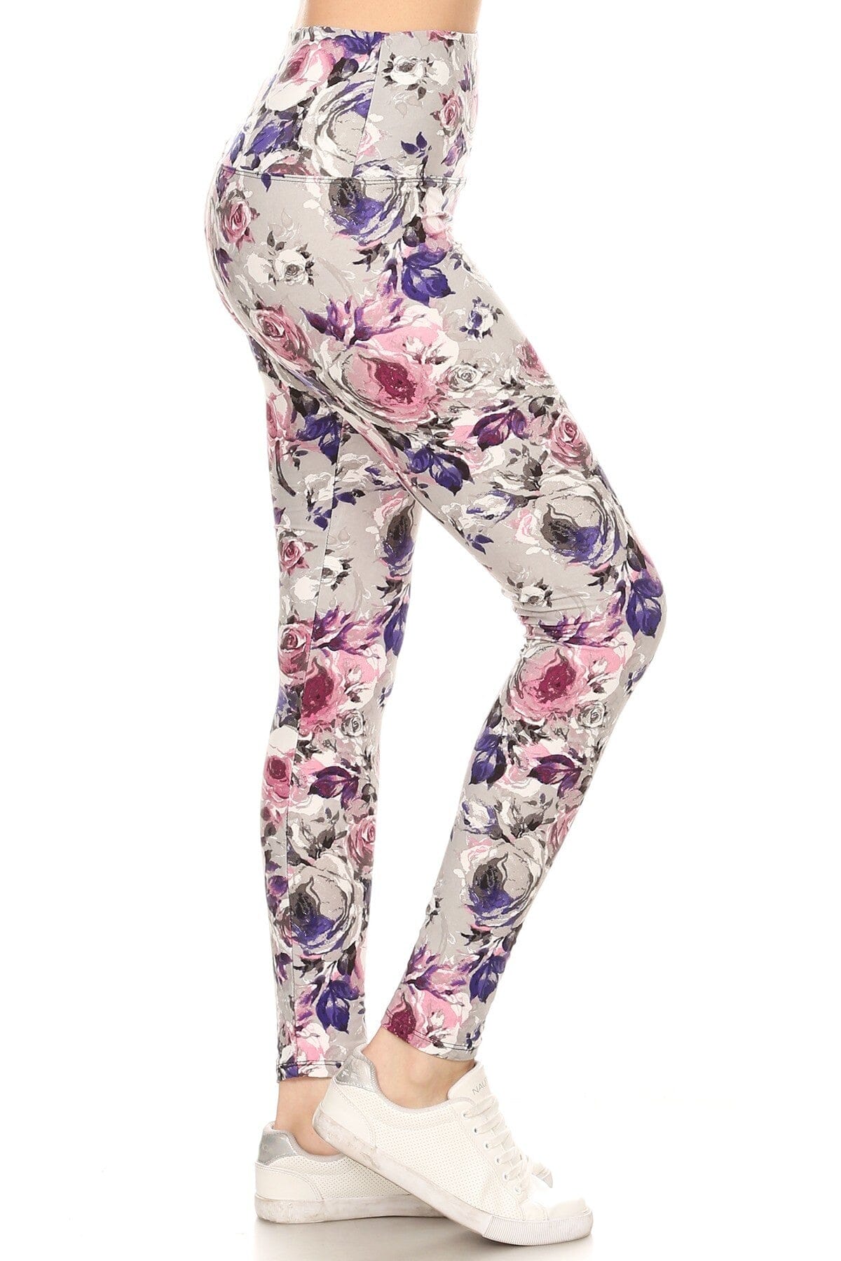 5-inch Long Yoga Style Banded Lined Floral Printed Knit Legging With High Waist_ Bottoms jehouze 