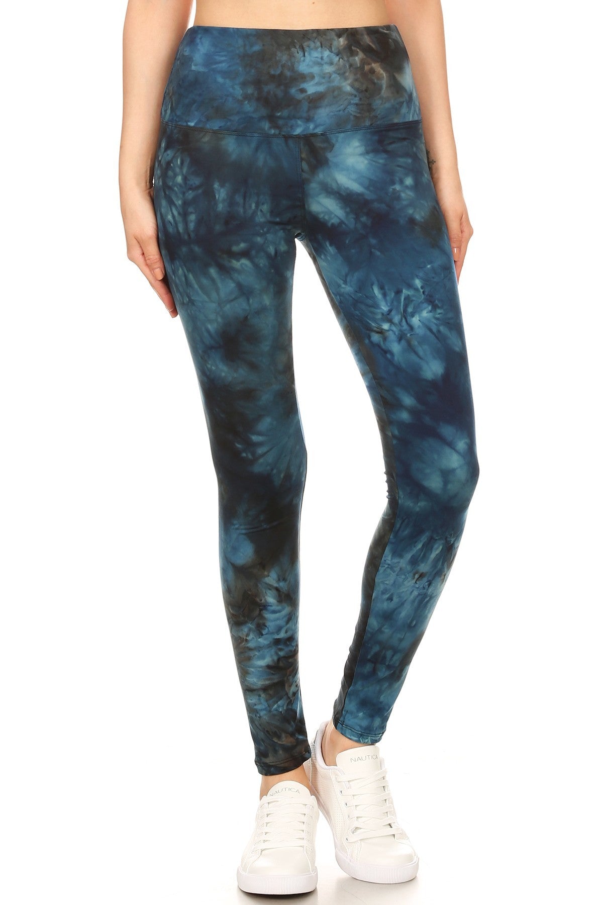 5-inch Long Yoga Style Banded Lined Tie Dye Printed Knit Legging With High Waist_ Bottoms jehouze 