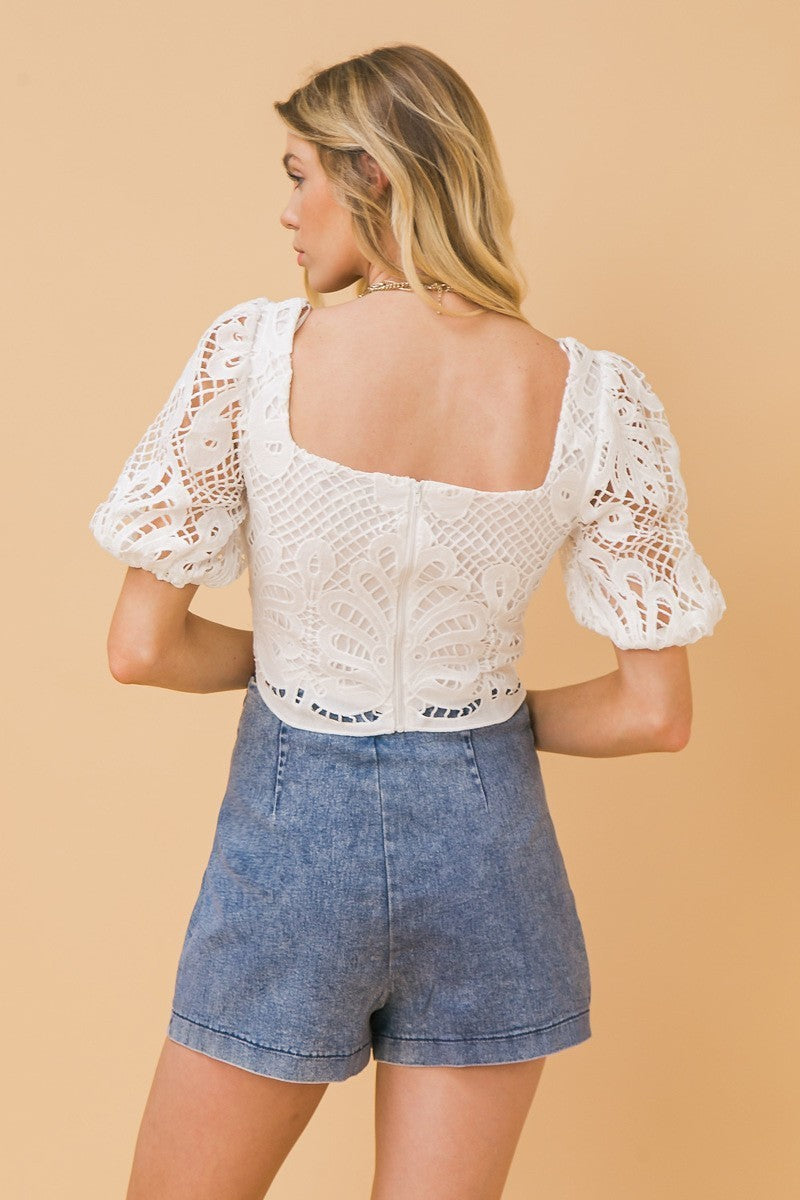 A Cropped Lace White Top_ Shirts & Tops jehouze 