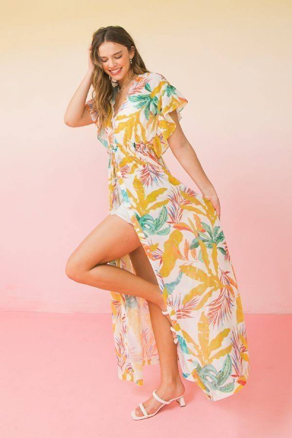 A Printed Woven Maxi Cover Up_ Dresses jehouze 