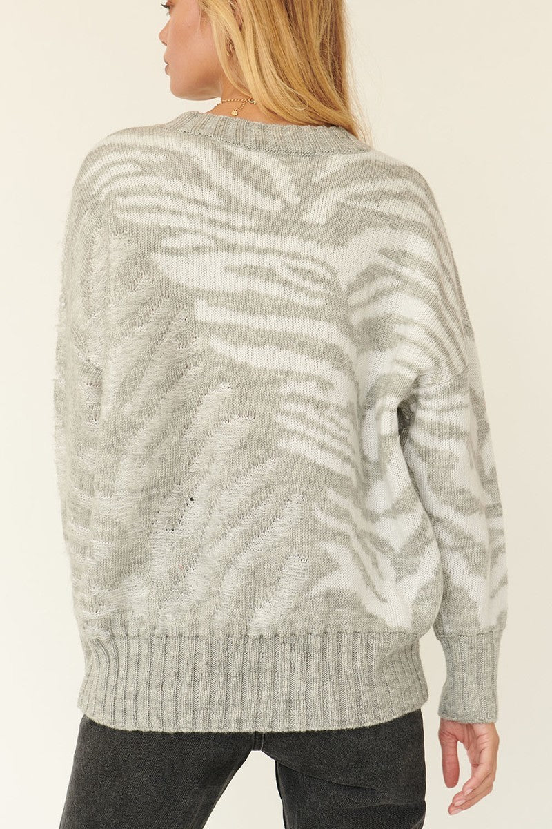 A Zebra Print Pullover Sweater_ Shirts & Tops jehouze 