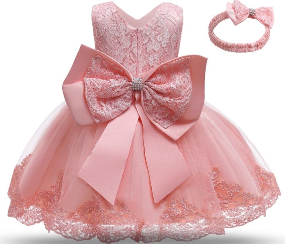 Baby Girls Children Toddler Lace Flower Princess Formal Prom Tutu Ball Gown_ girls dress jehouze Pink3 9M 