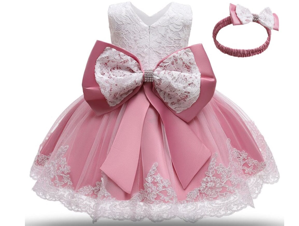 Baby Girls Children Toddler Lace Flower Princess Formal Prom Tutu Ball Gown_ girls dress jehouze Pink4 9M 