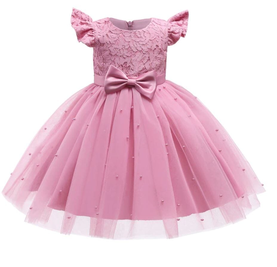 Baby Girls Children Toddler Lace Flower Princess Formal Prom Tutu Ball Gown_ girls dress jehouze Pink6 9M 