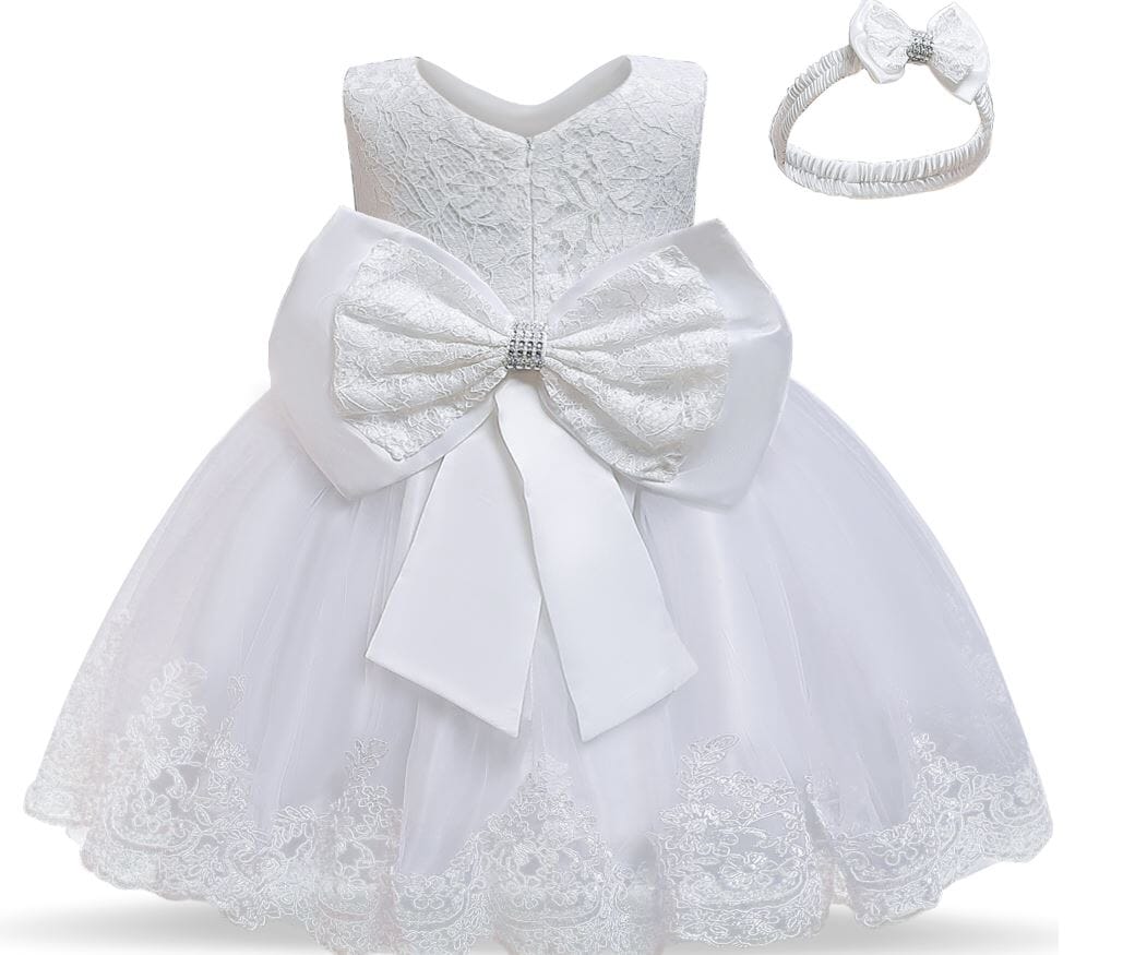 Baby Girls Children Toddler Lace Flower Princess Formal Prom Tutu Ball Gown_ girls dress jehouze White 9M 