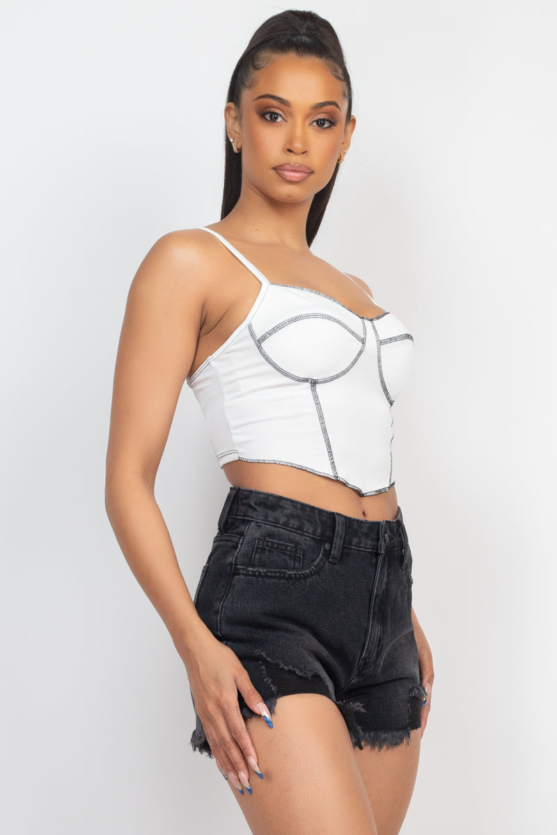 Bustier Sleeveless Ribbed White Top_ Shirts & Tops jehouze 