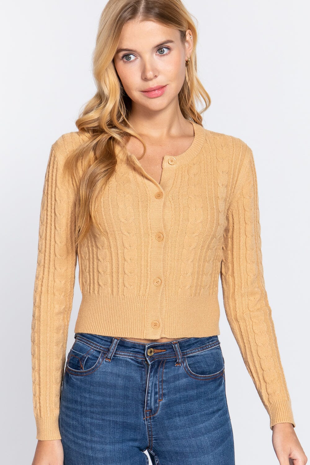 Button down cropped online sweater