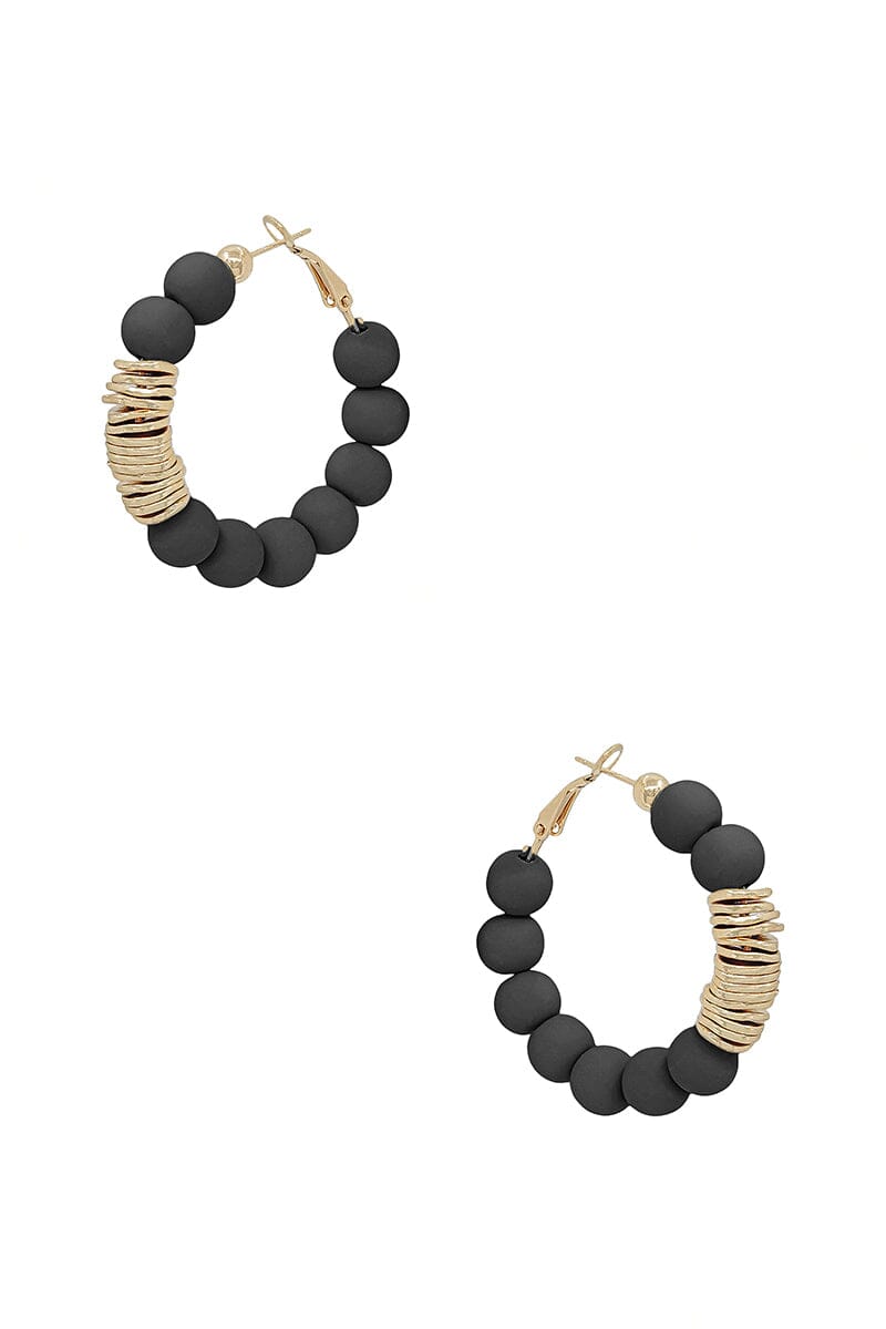 Clay Ball With Metal Accent Hoop Earring_ Earrings jehouze 