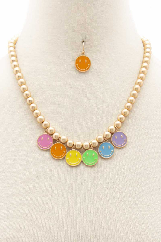 Colorful Happy Face Ball Bead Necklace_ Necklaces jehouze 
