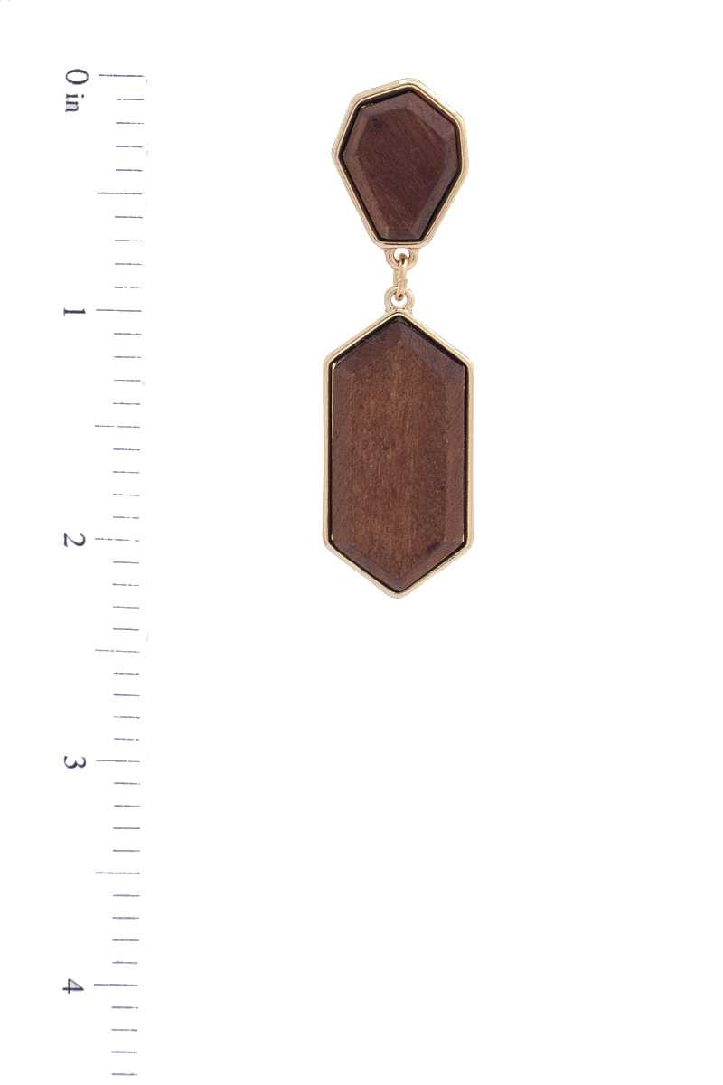 Geometric Wood Post Drop Earring Apparel & Accessories > Jewelry > Earrings jehouze 