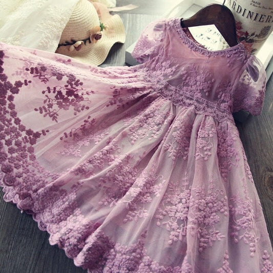 Girls Children Toddler Ruffle Sleeveless Embroidery Princess Flower Girls Wedding Party Dress girls dress jehouze 637 purple 3T 