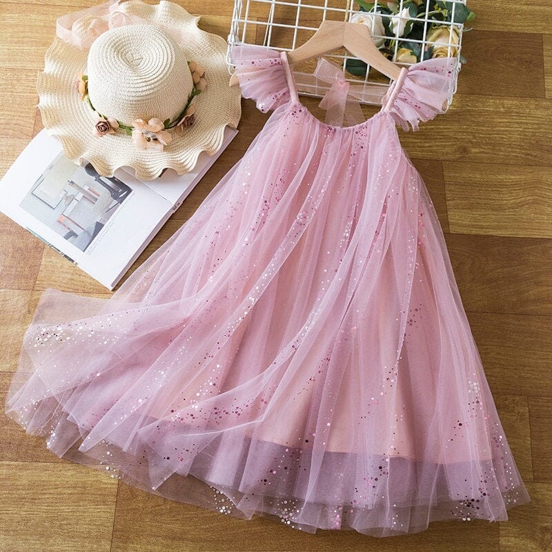 Girls Children Toddler Ruffle Sleeveless Princess Flower Girls Wedding Party Dress girls dress jehouze Pink4 3T 