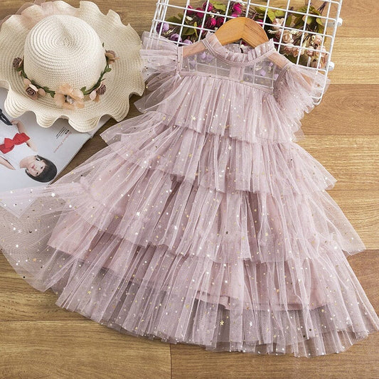 Girls Children Toddler Ruffle Sleeveless Princess Party Ceremony Prom Layered Gown Dress girls dress jehouze 270 pink 3T 