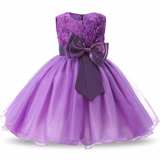 Girls Children Toddler Sleeveless Lace 3D Flower Tutu Princess Dresses Baby & Toddler Dresses jehouze Purple 2T 