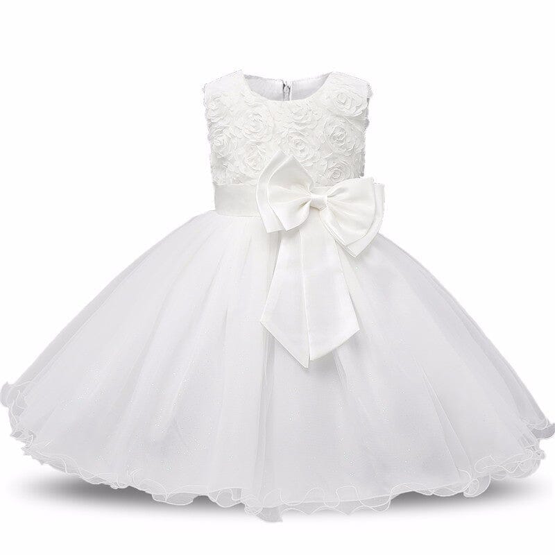 Girls Children Toddler Sleeveless Lace 3D Flower Tutu Princess Dresses Baby & Toddler Dresses jehouze White 2T 