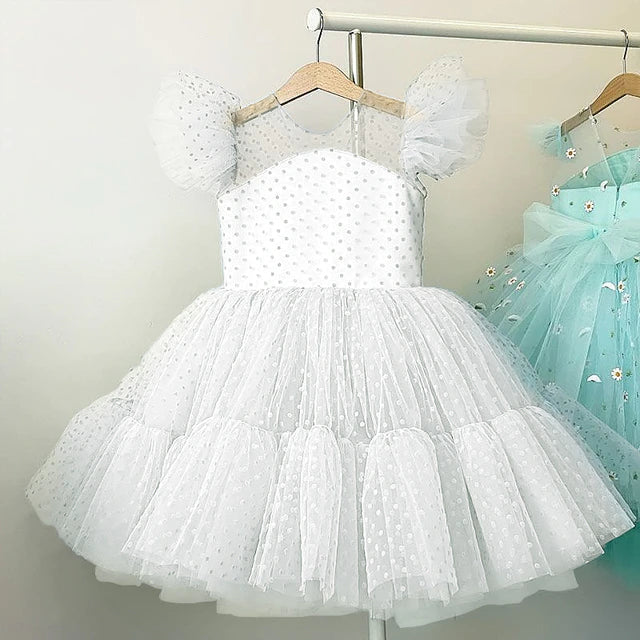 Girls Children Toddler Sleeveless Polka Dot Tulle Flower Princess Wedding Dress Baby & Toddler Dresses jehouze 
