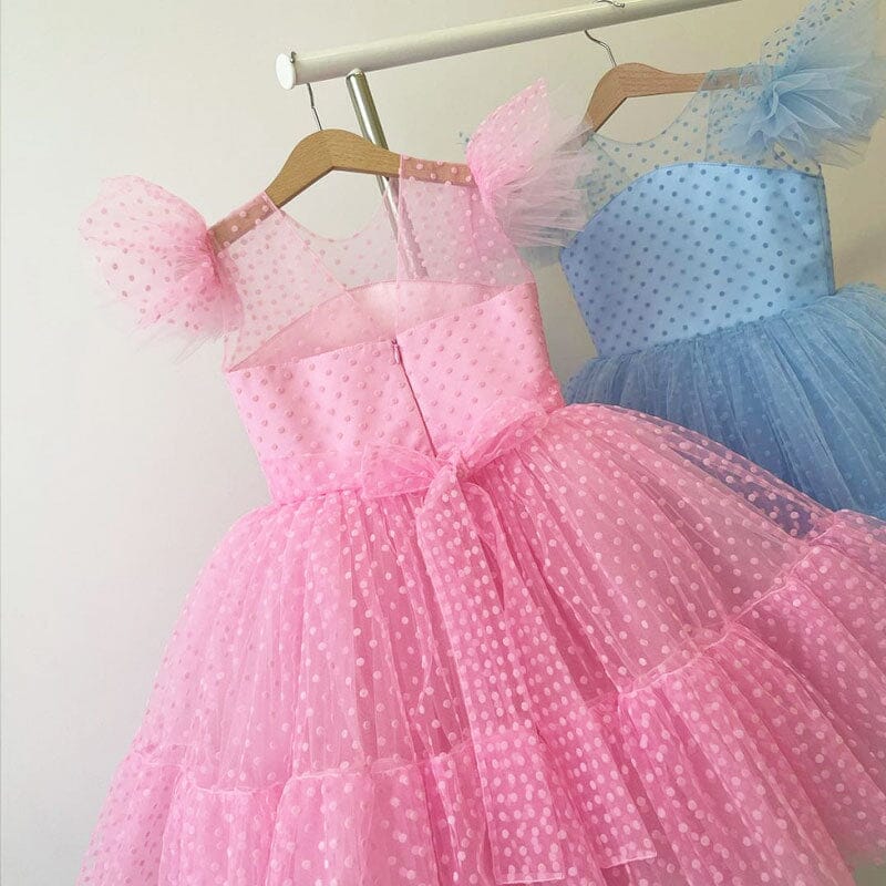 Girls Children Toddler Sleeveless Polka Dot Tulle Flower Princess Wedding Dress Baby & Toddler Dresses jehouze 