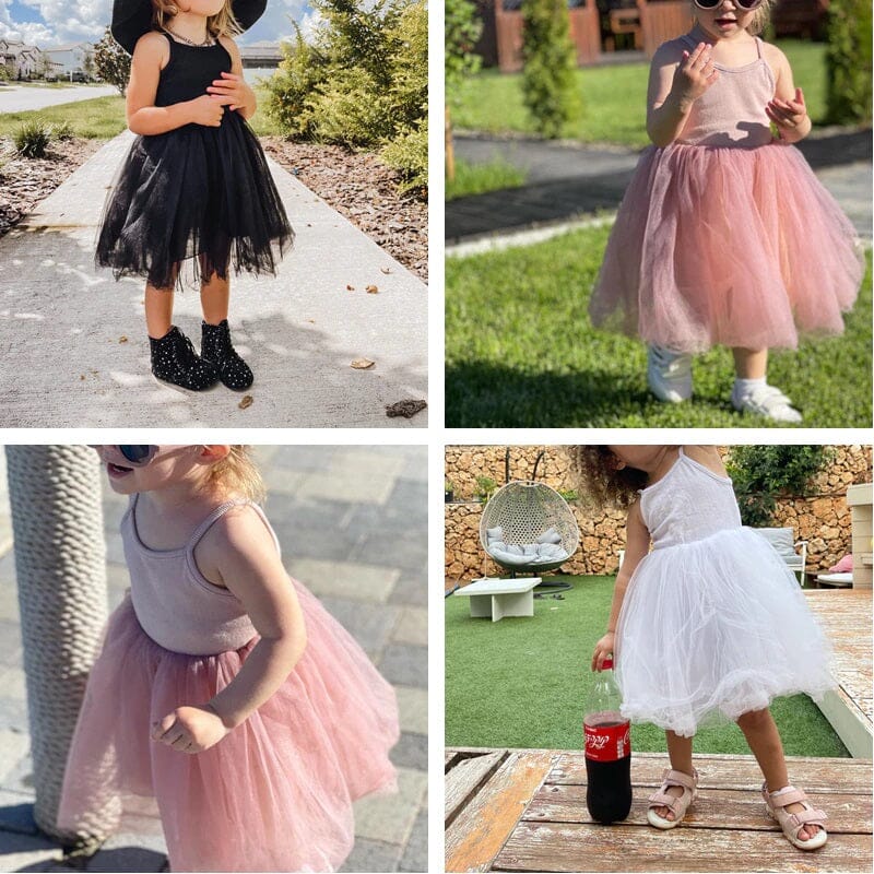 Girls Children Toddler Spaghetti Strap Sleeveless Princess Tulle Sundress_ girls dress jehouze 