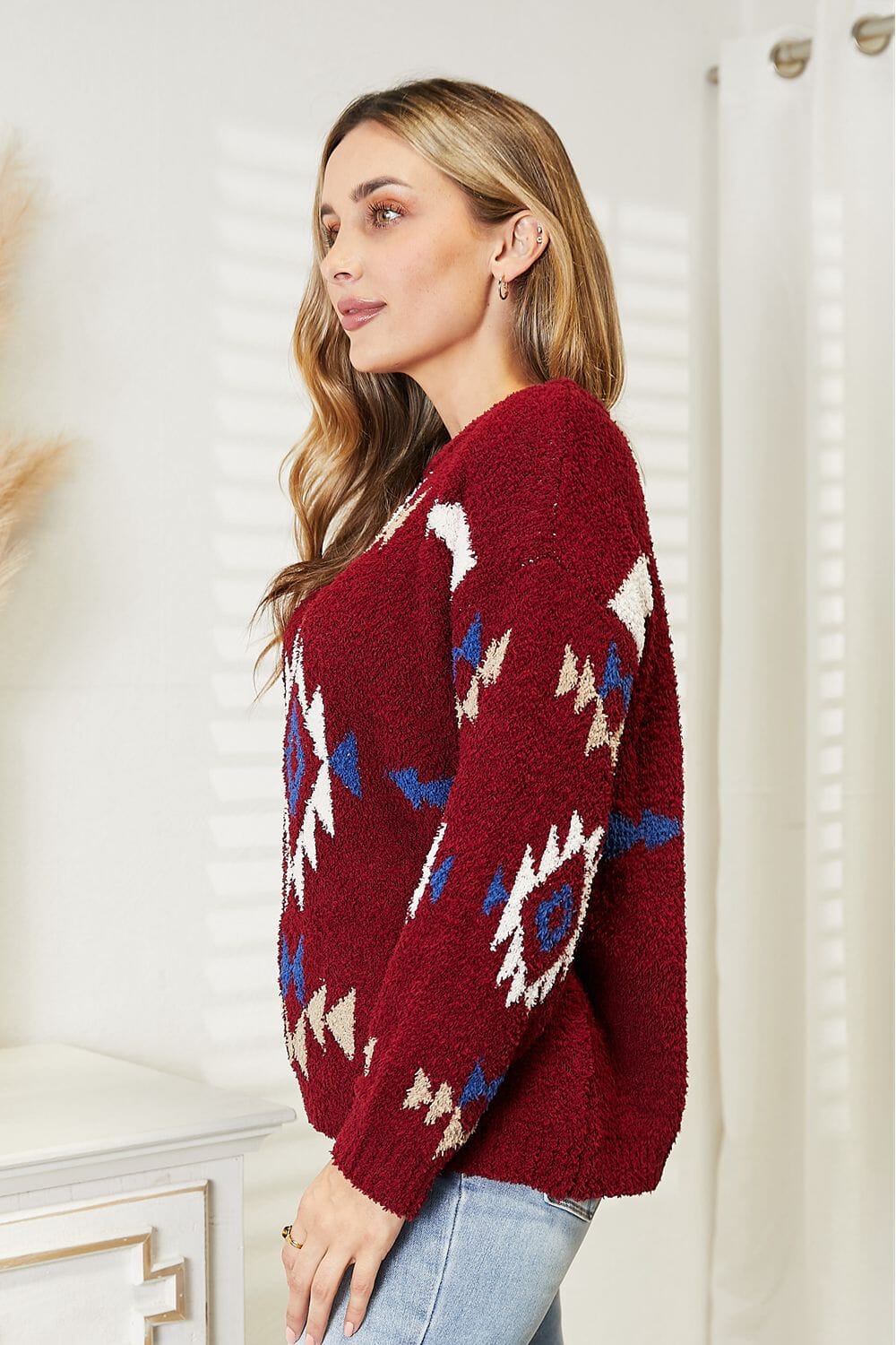 HEYSON Full Size Aztec Soft Fuzzy Sweater jehouze 