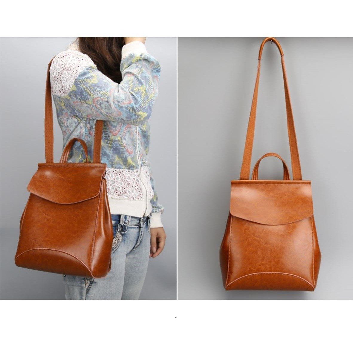 JeHouze Fashion Women Anti-Theft Shoulder Handbag Genuine Leather Backpack Casual Bag Handbags & Purses jehouze 