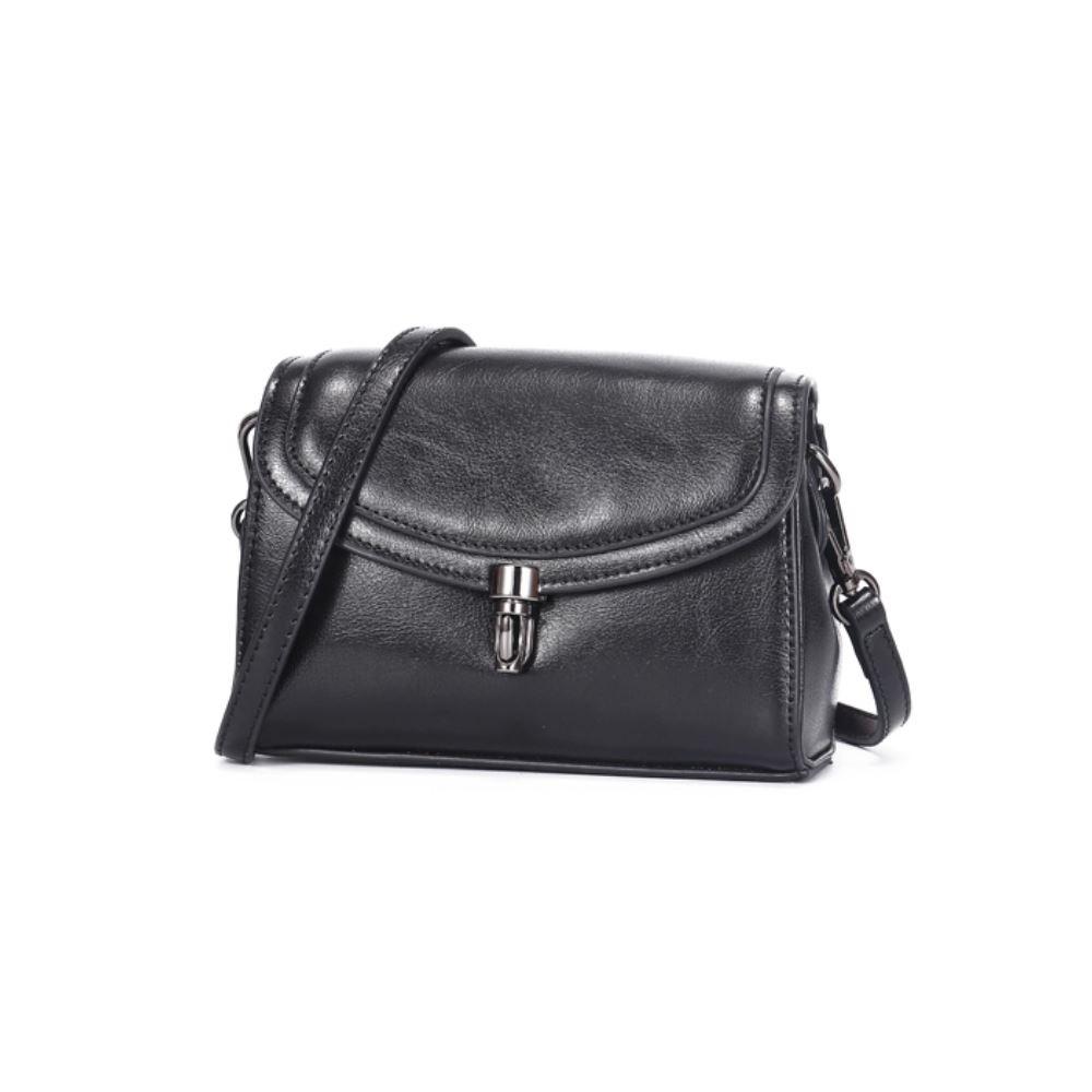 JeHouze Fashion Women Genuine Leather Crossbody Mini Handbag Metal Strap Small Purse Handbags & Purses jehouze Black 