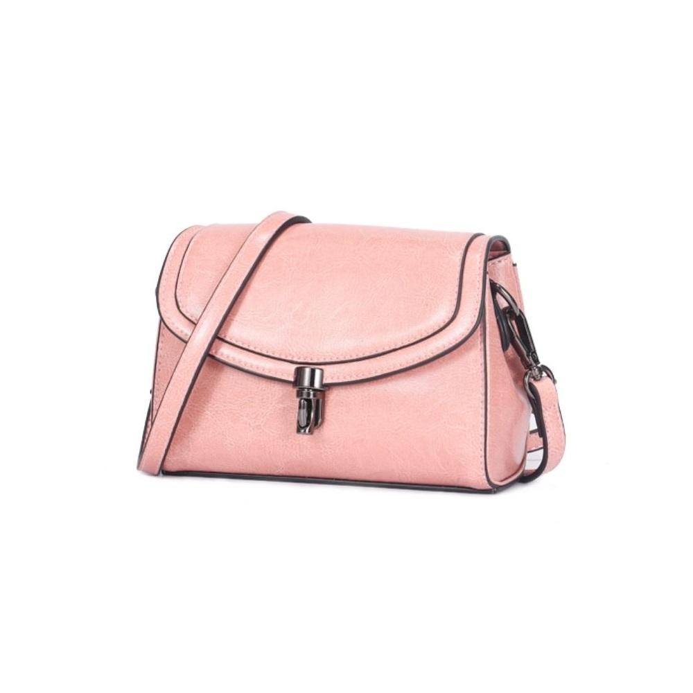 JeHouze Fashion Women Genuine Leather Crossbody Mini Handbag Metal Strap Small Purse Handbags & Purses jehouze Pink 