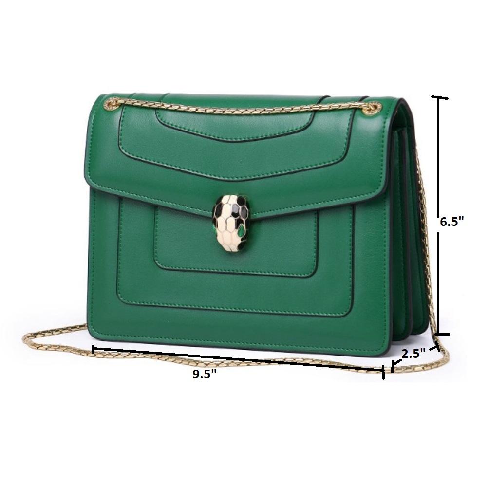 JeHouze Messenger Leather handbag Gold chain Messenger fashion Shoulder Purse Green Luggage & Bags > Messenger Bags jehouze 