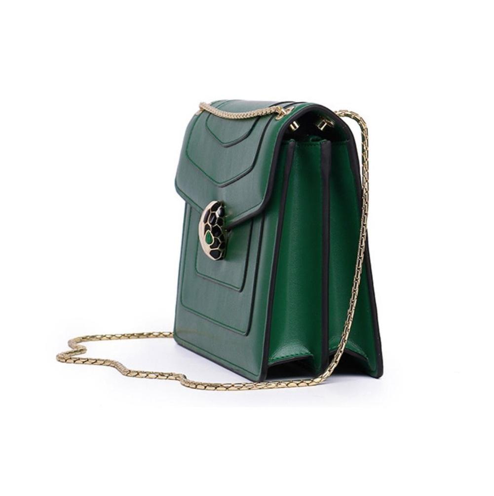JeHouze Messenger Leather handbag Gold chain Messenger fashion Shoulder Purse Green Luggage & Bags > Messenger Bags jehouze 