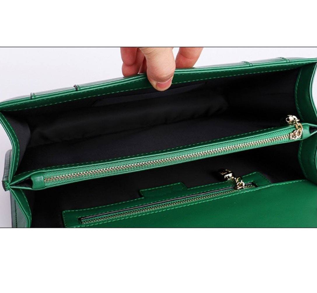 JeHouze Messenger Leather handbag Gold chain Messenger fashion Shoulder Purse Green Luggage & Bags > Messenger Bags jehouze 