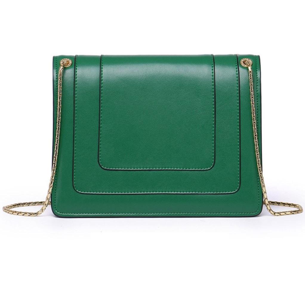 JeHouze Messenger Leather handbag Gold chain Messenger fashion Shoulder Purse Green Luggage & Bags > Messenger Bags jehouze 