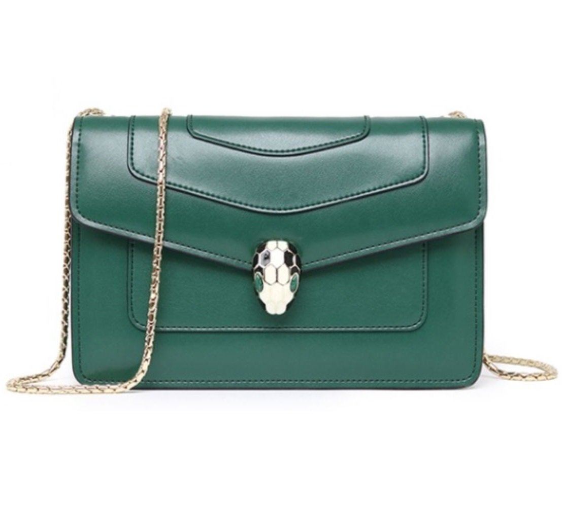 JeHouze Messenger Leather handbag Gold chain Messenger fashion Shoulder Purse Green Luggage & Bags > Messenger Bags jehouze Green 
