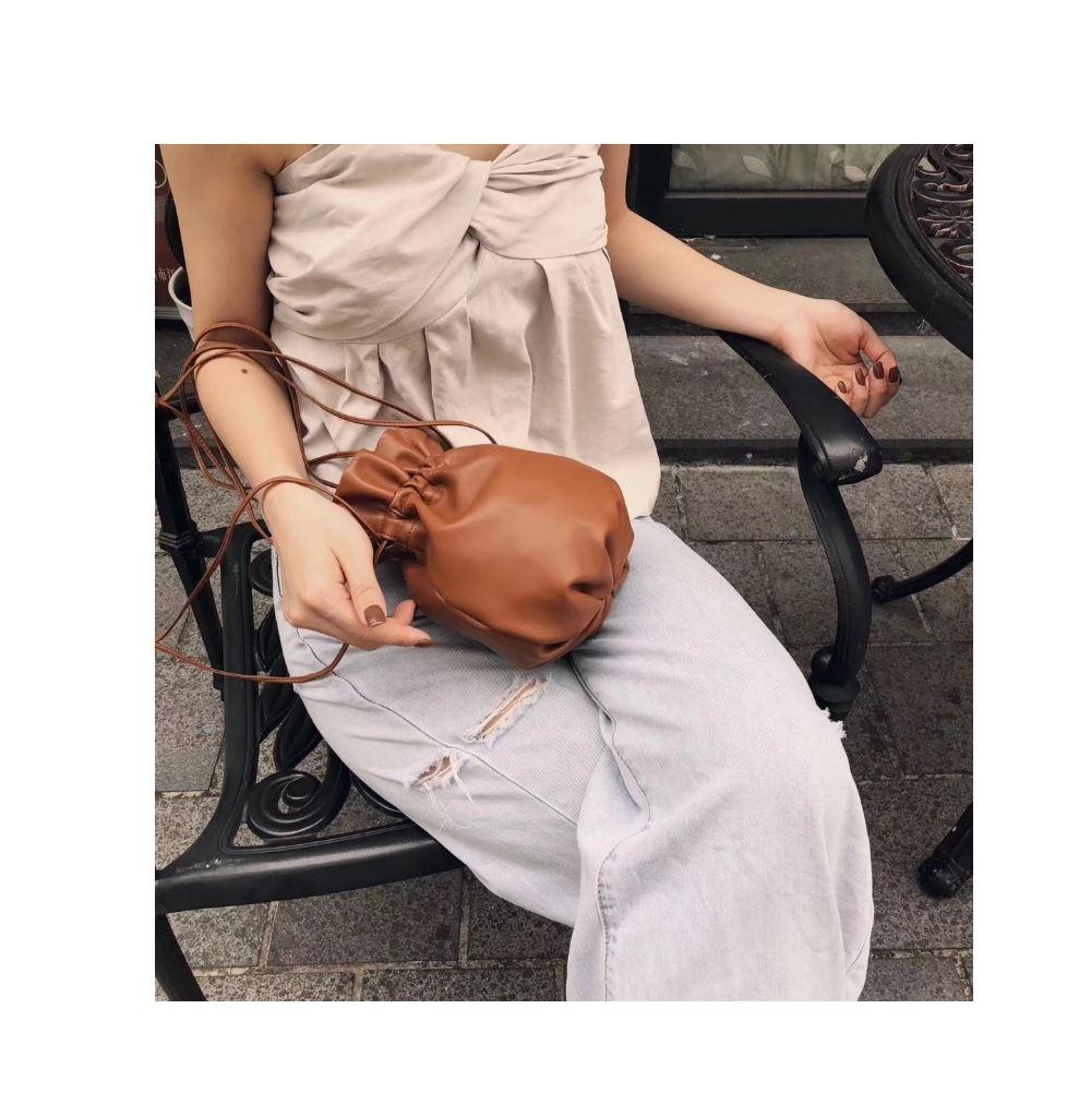 JeHouze Women Girls Leather Bucket Drawstring Shoulder Bag Strap Sling Mini Purse Handbags & Purses jehouze 