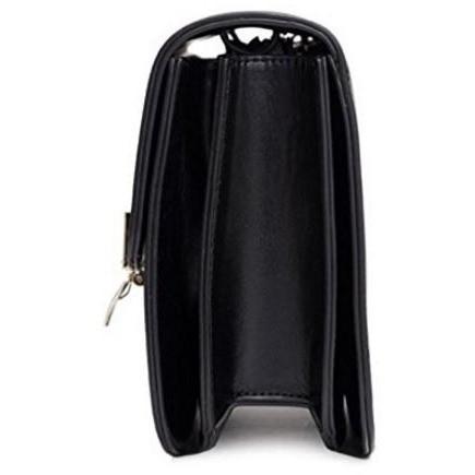 JeHouze women solid color shoulder medium purse leather messenger bag black jehouze 